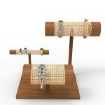 Customized Wooden Woven Countertop Display Stand For Luxury Jewelry Bracelet