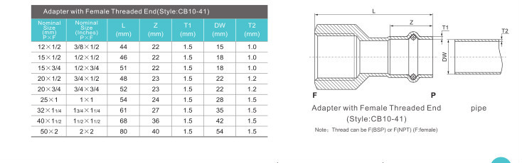 Female threaded adapter / male threaded elbow 2015 high quality press fitting Sanitary pipe fitting