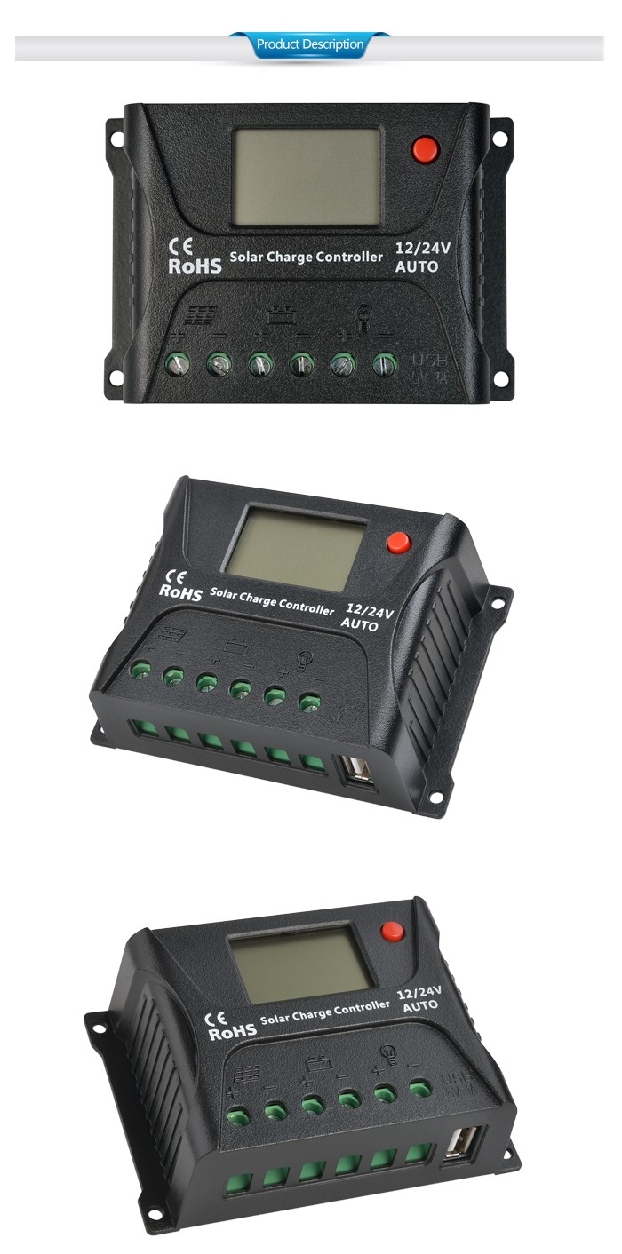 10A 12V PWM Solar Charge Controller CE ROHS HP2410 For Small Solar System