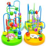 Big Bricks 9.3cm Wooden Around Beads Toy Colored ISO9001