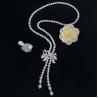 Buy cheap Women White 8mm Shell Pearl Starnds Tassel Necklace with Cubic Zirconia Bow Charm (SN702141) from wholesalers