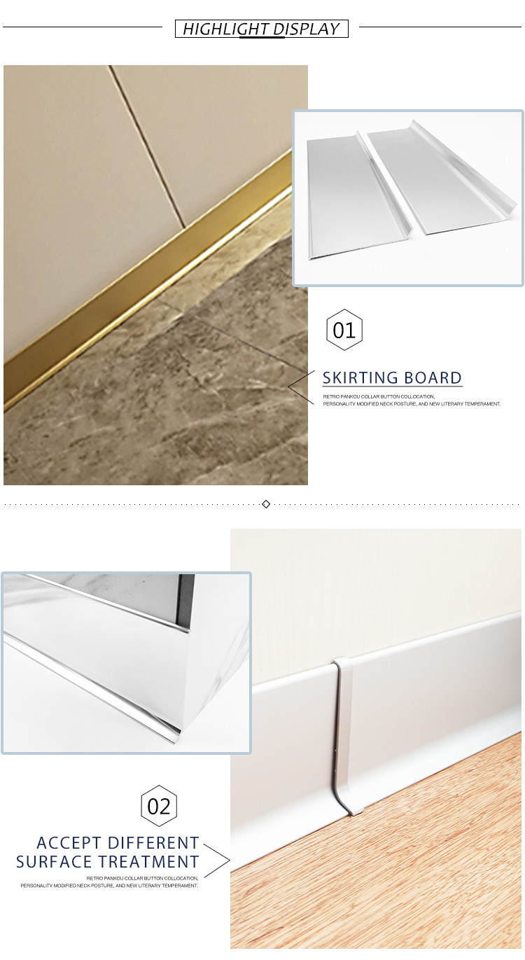 Aluminium Skirting Board 2M Length White For Home Decoration