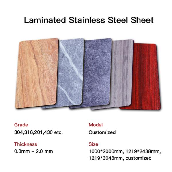 Metal Laminated 304 316 Stainless Steel Sheet Composite Materials Wall Panel