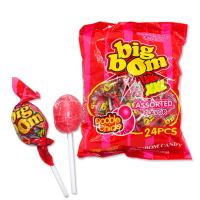 Buy cheap Bubble Gum Center Filled Fruit Lollipops Assorted Flavors Big Ball Shape product
