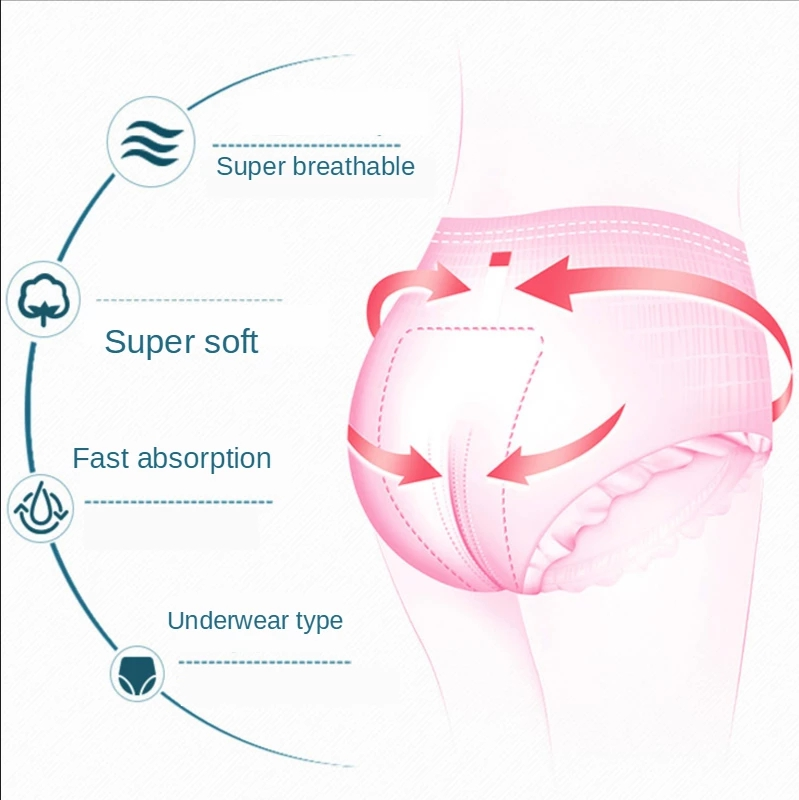 3 Years Shelf Life Mid-Waist Period Panties for Maternity Sanitary Feminine Pad Pants