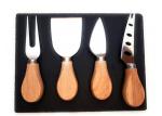 Bamboo Cheese Board with Cutlery Knives Set and Slate Cheese Board