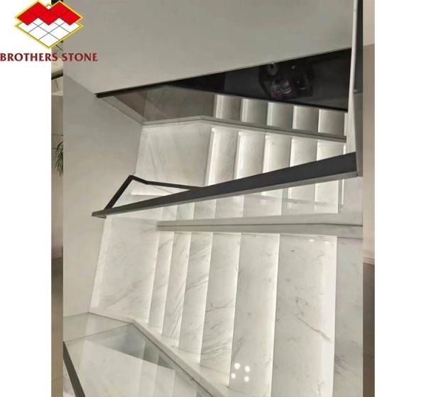 Buy cheap Modern Polished White Marble Stairs Tiles Cut-to-Size Natural Stone for Interior Design from wholesalers