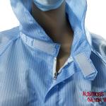 5mm Stripe Polyester Carbon Fiber ESD Smocks Coats For Lab