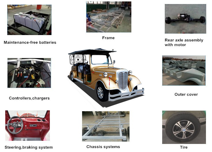 Custom 11 Seater Antique Electric Cars Sightseeing Vehicle For Airport Reception
