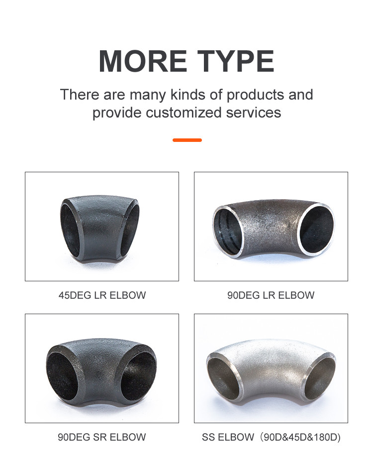 carbon Steel Buttweld Elbow Lr Or Sr Schedule 40 Seamless 45 or 90 Degree