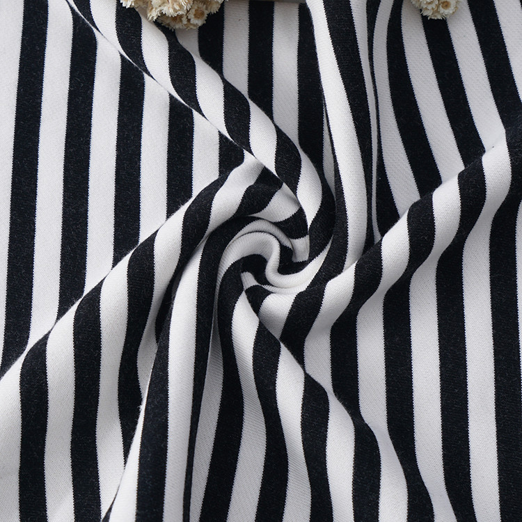 Breathable Cotton French Terry Fabric 40S 170cm Stripe Knitted Material