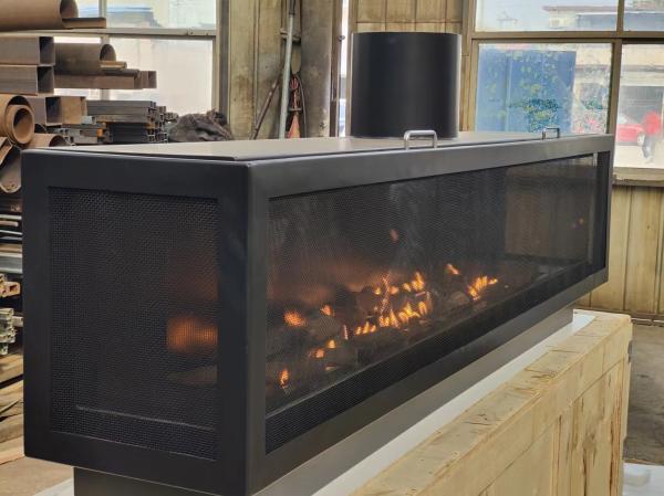 Three-sided gas fireplace Propane Gas Natural Gas Fireplaces European Black