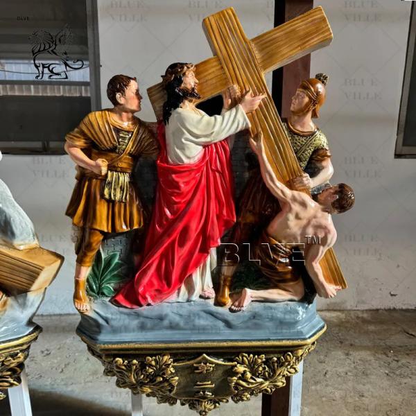 Buy cheap Bronze Jesus Statues 14 Station Sculpture Resin Fiberglass Catholic Religious Church Christian Custom Size from wholesalers