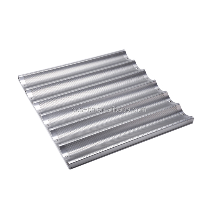 4 slotted aluminum french bread baking pan baguette baking tray for bar or bakery or restaurant