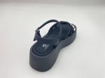 Women black bottomed sandals with rhinestone genuine leather in summer
