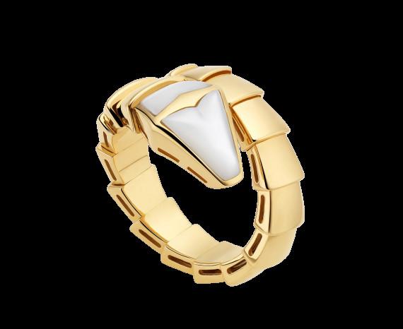 Buy cheap Serpenti 18 kt yellow gold ring with mother of pearl Ref. AN855765 from wholesalers
