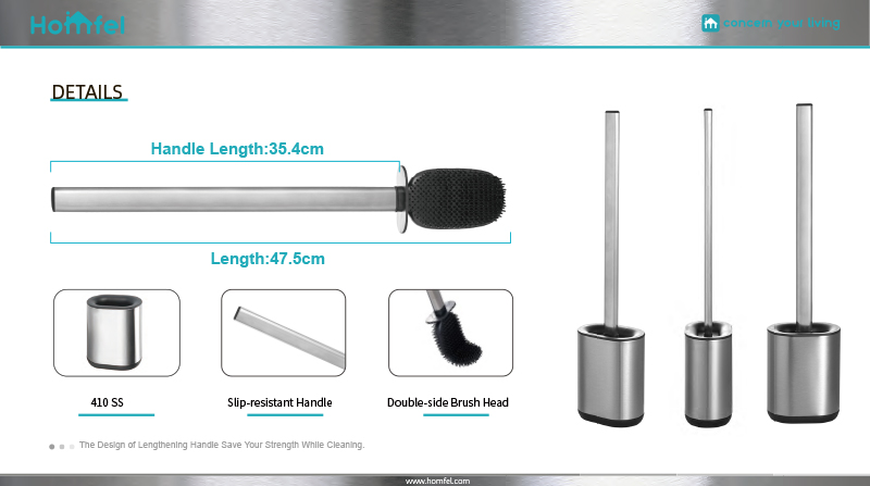 TPR 2.0 Stainless Steel Toilet Cleaning Brush And Holder Set Modern Design