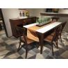 Buy cheap Nordic style Living room Furniture Walnut Wooden Circular Dining table in Special design Legs and Stainless steel plate from wholesalers