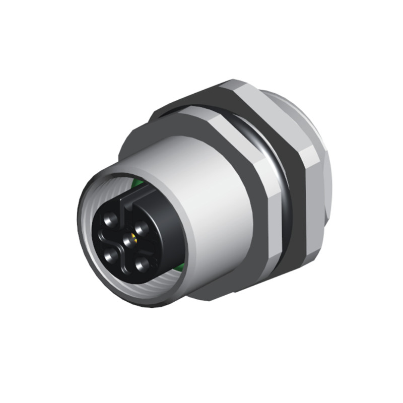 IP 67 M12 A code front nut solder board panel mount male socket 5p for sensor/boat/industry