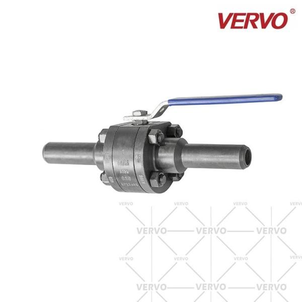DN25 Three Piece Ball Valve With Nipple End Forged Steel Soft Seal PEEK Ball