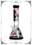 PHOENIX STAR 7MM Beaker Glass Bong Smoking Water Pipe Skull Pattern Pipes