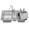 Buy cheap 50cm Base Rectangular Stainless Steel Double Bowl Sink Undermount Brushed from wholesalers