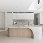 Modern Design Wood Kitchen Cabinet MDF Carcase Marble Countertop Plywood