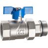 Buy cheap 3610 3617 Nickel Plated Straight Type Flexible Male Nipple G1" Brass Ball Valve with Blue Aluminum Butterfly Handle from wholesalers