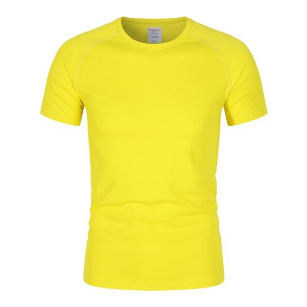 Buy cheap Custom Logo Hot Selling Gym T-Shirt Fitness 100% Polyester Running Quick Drying Sportswear Mens yellow Sports T Shirts from wholesalers