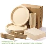 Compostable Sugarcane Bagasse Paper Round Plates 9 Inch 9" Greaseproof And