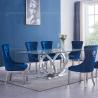 Buy cheap 12mm Tempered Glass Dining Room Table And 6 Chairs Stainless Steel frame from wholesalers