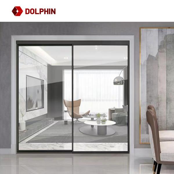 Interior Aluminum Slide Doors Narrow Slim Frame Aluminium Glass Sliding Door For
