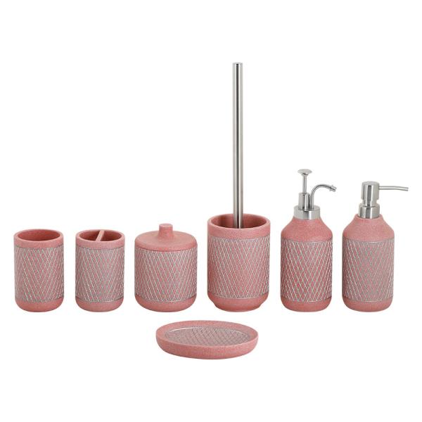 Buy cheap Sand Stone Polyresin Bathroom Accessories Silver Hand Painted PINK Color from wholesalers