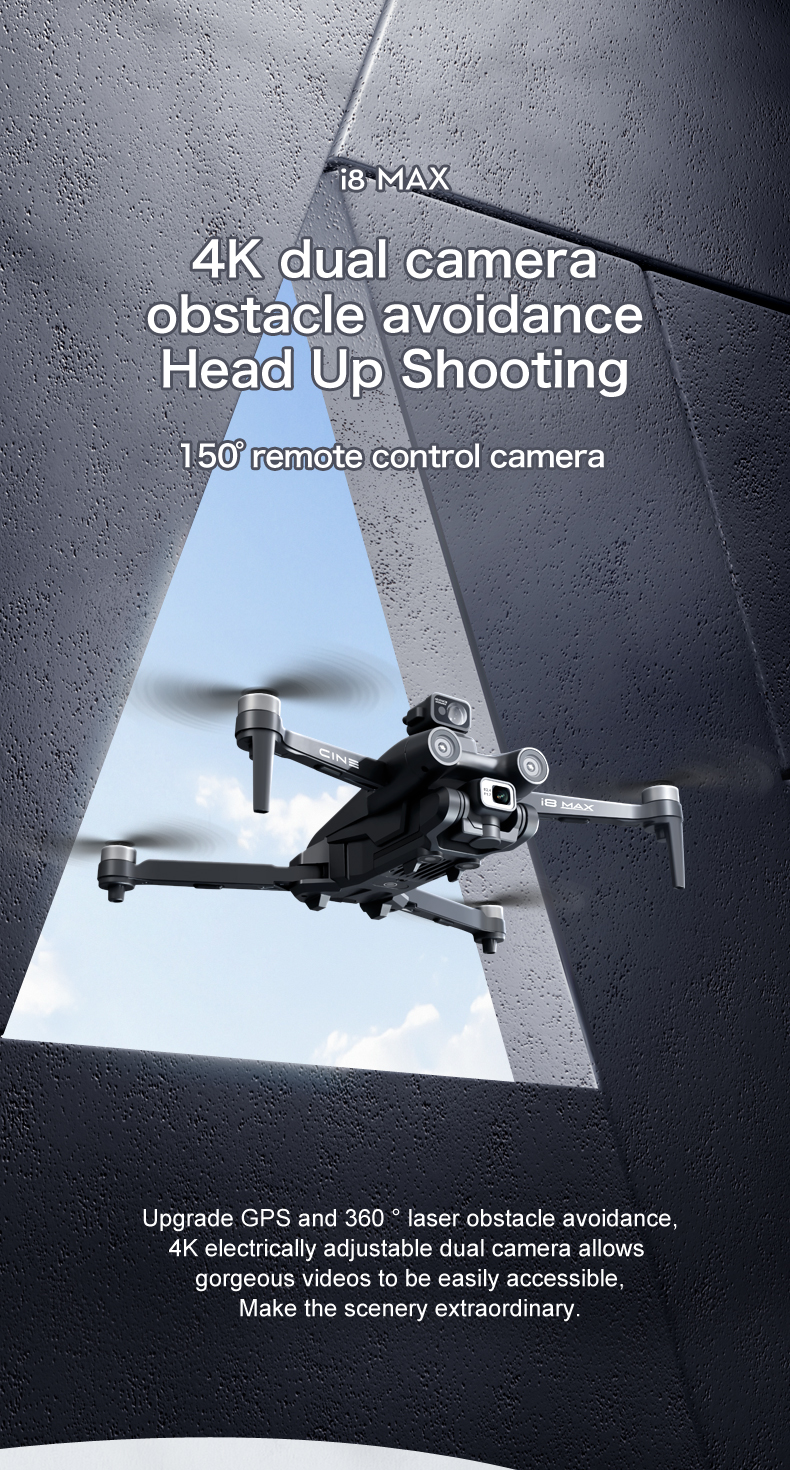 25 Minutes Flight Time Plastic Drone I8 Max 5G Wifi Big GPS Camera Electric 4K UAV Mapping Obstacle Avoidance Smart Follow