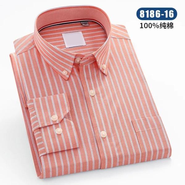 Buy cheap New Men′s Oxford Textile Shirt Pure Cotton Spring and Autumn Long-Sleeved Youth Shirt Cotton Pocket Stripe Wholesale from wholesalers