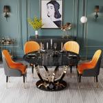 Modern Stainless Steel Marble Round Dining Table With Turntable