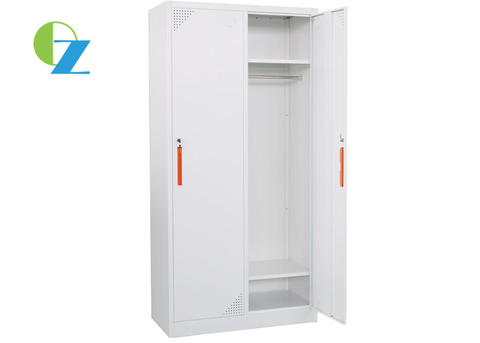 Thick 2 Door Steel Locker With Cloths Hanger Upper 2 Fixed Shelf Any RAL/LK Color