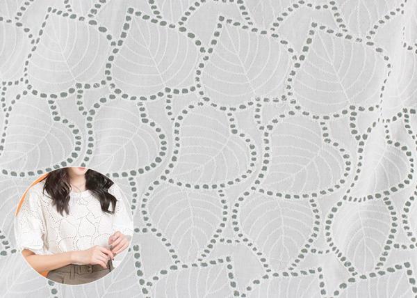 Buy cheap Off White Eyelet Cotton Lace Fabric Leaf Embroidery Patterns For Dresses Blouses from wholesalers