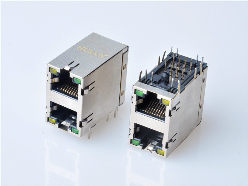HULYN RJ45Jack, Shielded RJ45 Modular Jack Connector,with LEDs, 2x1 Ports,RJ45 connector LED
