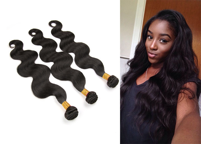 6A Grade Black Virgin Human Hair Extensions Natural Wave Full Head Bundles