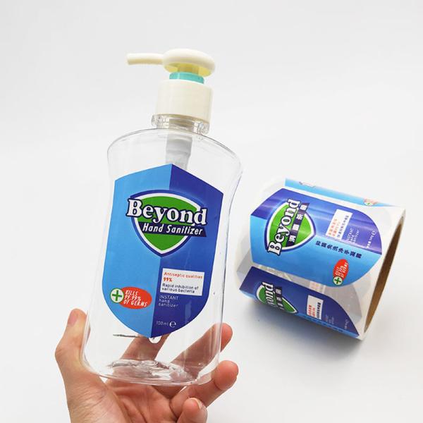 Waterproof Hand Wash Bottle Label Roll Custom Disinfectant Adhesive Sticker
