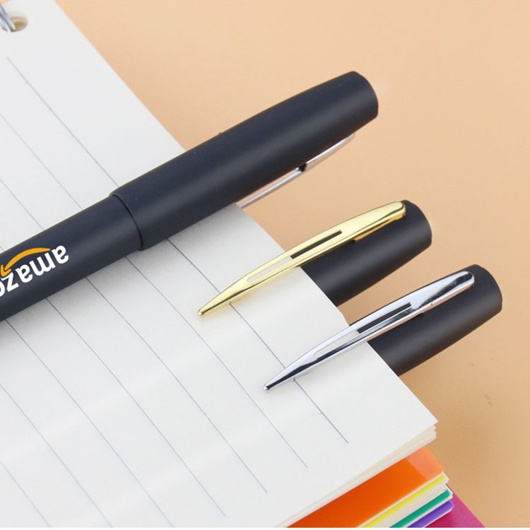 Custom Logo Imprint Black Rubber Coated Plastic Gel Ink Pens for Stationery Promotion