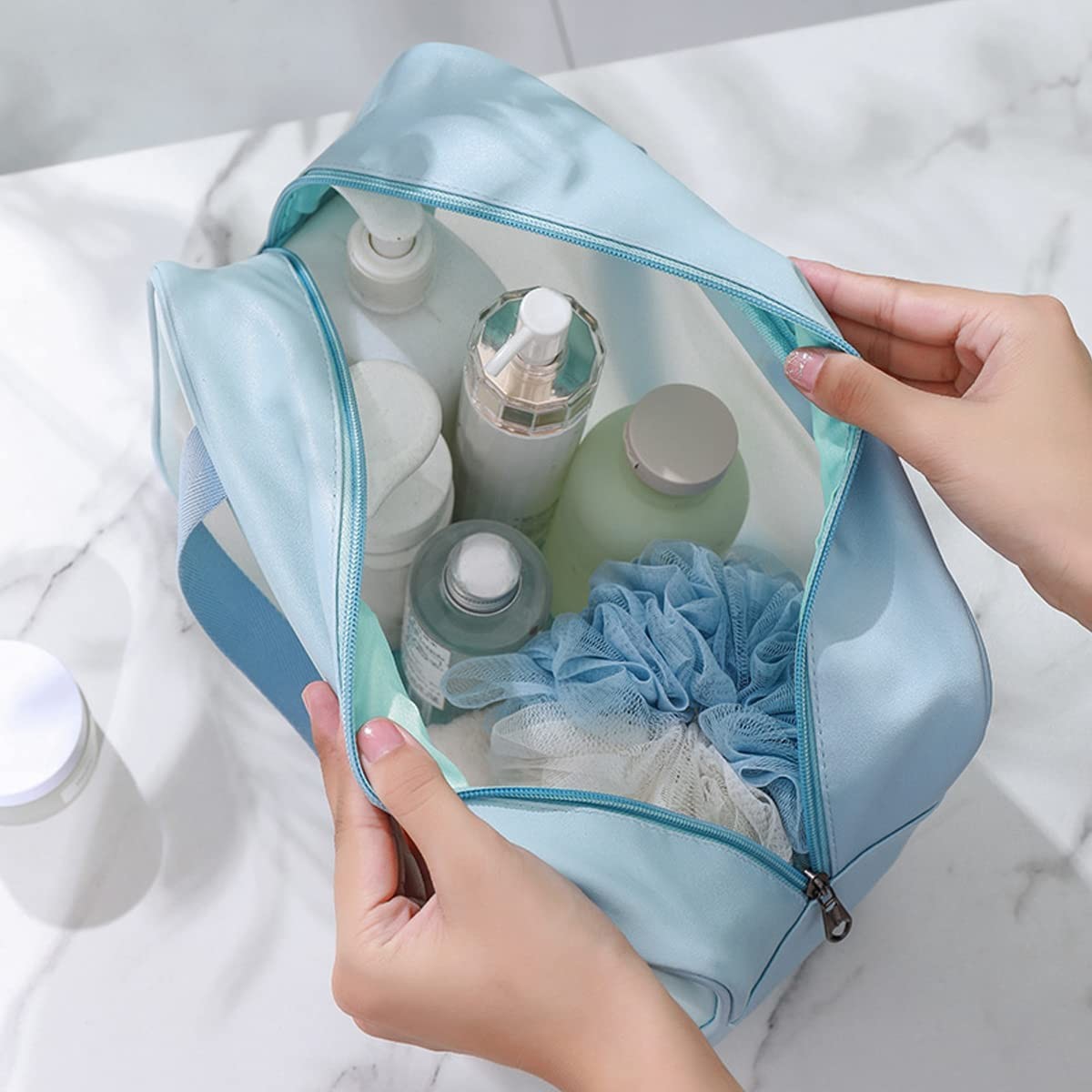 Clear Toiletry Bag 3 PCS Makeup Cosmetic Transparent Travel Wash Bag For Women
