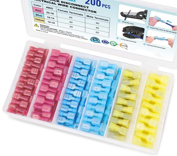 Buy cheap Durable Quick Wire Disconnect Terminal Kit Male Female Nylon Spade 200pcs from wholesalers