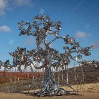 Buy cheap 7.6m High Mirror Polished Stainless Steel People Tree Sculpture product