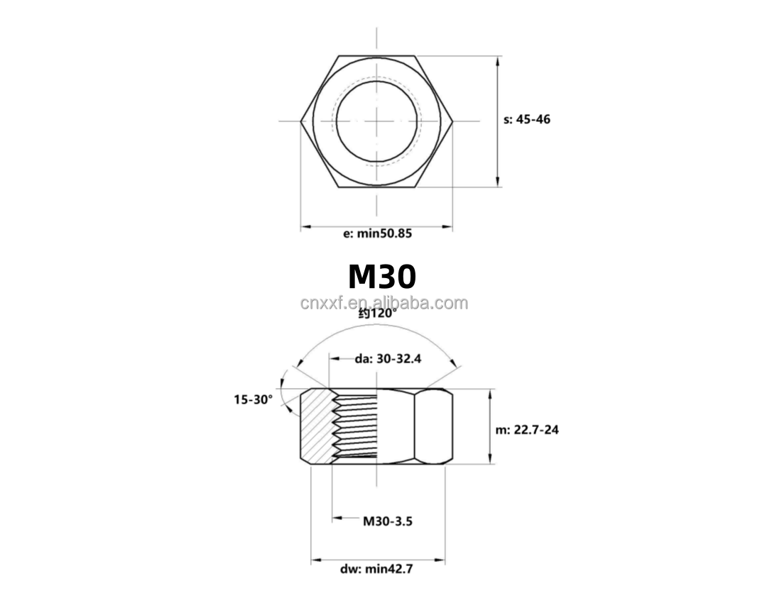 Food Beverage NXF Polished Duplex Stainless Steel 2507 Hex Nuts M6-M30 for Water Treatment Applications DIN934