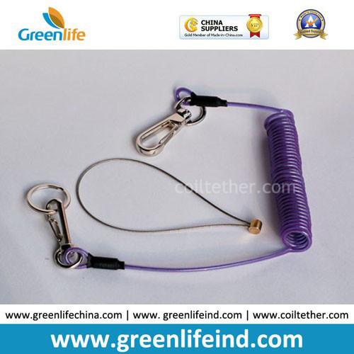 Buy cheap Purple Plastic Tool Coiled Lanyard W/Hook&Key Ring from wholesalers