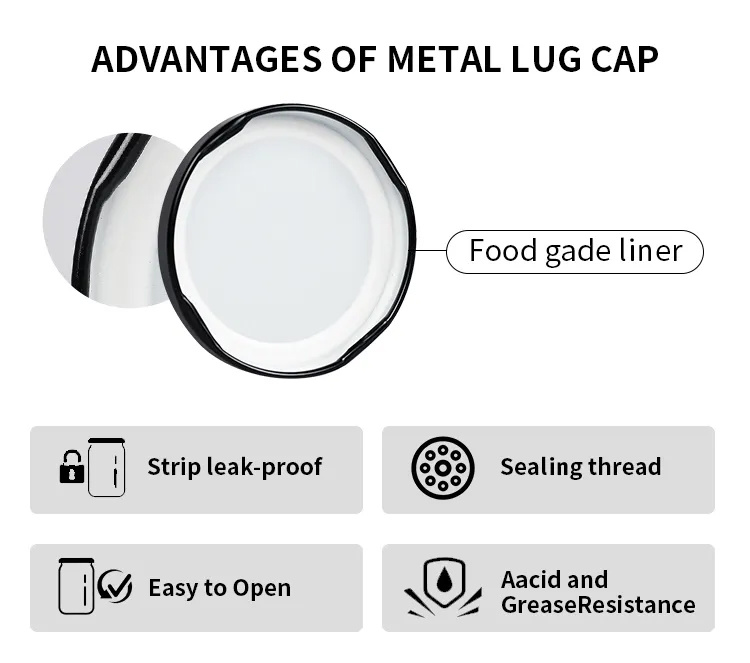 Customized 38mm 43mm 48mm 53mm 56mm 63mm 66mm 70mm 77mm 82mm Tinplate Metal Twist off Caps Lug Cap
