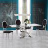 Buy cheap clear 0.4CBM Tempered Glass Dining Table V Shape SS201 Base For Restaurant from wholesalers