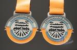 Cut Out And Color Filled Metal Award Medals Antique Plating Satin Ribbon